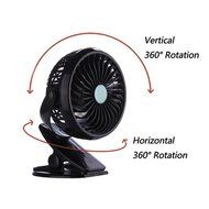 Glowseen USB Clip on Outdoor Fan Rechargeable Battery Desk Fan with 6.5 ft/2M Micro USB Cable (Black) N4