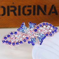 KAKA(TM) Women Girl Korean Stylish Rhinestone Four Petals Flower Pattern Rhinestone Hair Spring Clip Hairpin Sweet... N9