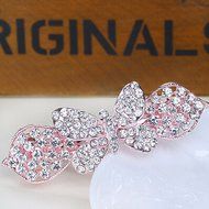 KAKA(TM) Women Girl Korean Stylish Rhinestone Four Petals Flower Pattern Rhinestone Hair Spring Clip Hairpin Sweet... N10