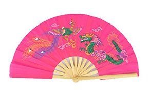 4pcs Different Colors Dragon Phoenix Pattern Kung Fu Martial Tai Chi Bamboo Fan Yellow Pink Blue Red N4