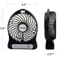 Topwell&reg; 4-inch Vanes 3 Speeds Electric Portable Mini fan Rechargeable Desktop Fan Battery/ USB Powered Laptop... N12