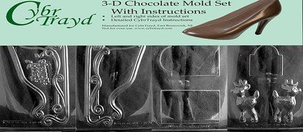 Cybrtrayd C308ABCD Large Sleigh Candy Mold Bundle with 4 Molds and Exclusive Cybrtrayd Copyrighted 3D Chocolate...