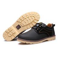 Spritech(TM) Men's Fashion British Comfort Non-slip Round Toe Work Shoe Flat Martin Boots Black N10
