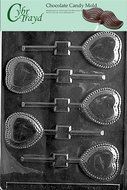 Cybrtrayd V028 Lace Heart Lolly Valentine Chocolate Candy Mold