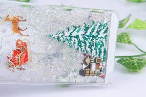 Galaxy S5 Case,Galaxy S5 Liquid Cover,PHEZEN Christmas Tree Santa Claus Design Cool Quicksand Moving Stars Bling... N26