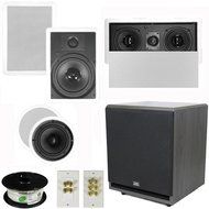 Theater Solutions 5.1 Home Theater 8" and 6.5" Speaker Set with Center, 12" Powered Sub and More TS6C8WL51SET7
