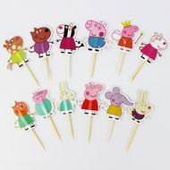 Winrase&reg; Pack of 24 Cute Peppa Pig Kids Party Decoration Paper Cupcake Toppers (Peppa Pig) N2