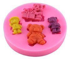 Teddy Bears 4 Cavity Silicone Mold, Candy, Fondant, Cake Decorating 10 Cavities