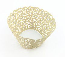 Yansanido 100 set pink Filigree Artistic Bake Little Vine Lace Laser Cut Cupcake Wrapper Cup Muffin Case Trays... N4