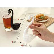 Topshop Lovely Colander Tea Herb Spice Strainer Infuser Teaspoon Filter Swan Spoon (Black) N2