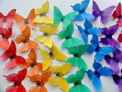 24 Edible Butterflies Small Assorted Solid Rainbow Colors Butterflies Pre-cut 1.75" each Edible Butterfly