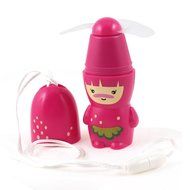 Cartoon Pattern Plastic Pocket Fan Cooler Fuchsiae