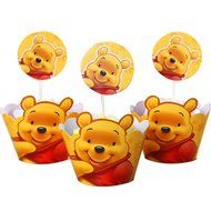 BETOP HOUSE Set of 1 Dozen Winnie the Pooh Cupcake Mufiin Wrappers Toppers Kit for Kids Themed Birthday Party...