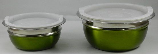 Stainless Steel 4-Piece Mixing/Storing Bowl Set with Lids (Blue) N2