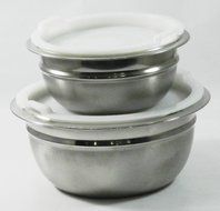 Stainless Steel 4-Piece Mixing/Storing Bowl Set with Lids (Blue) N3