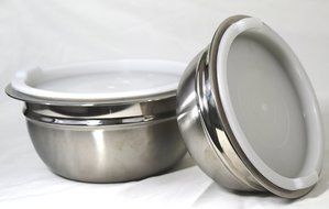 Stainless Steel 4-Piece Mixing/Storing Bowl Set with Lids (Blue) N5