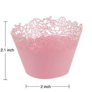 50pcs Filigree Vine Lace Cut Cupcake Wrapper Liner Baking Cup Case Trays Wedding Birthday - Pink, Rose N2