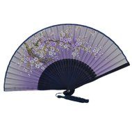 Derker Japannese Design Oriental Cherry Series Handmade Silk with Bamboo Handheld Sensu Folding Fan (Rabbit) N3