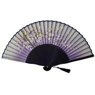 Derker Japannese Design Oriental Cherry Series Handmade Silk with Bamboo Handheld Sensu Folding Fan (Rabbit) N4