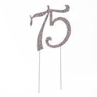 75 Cake Topper for 75th Birthday or Anniversary Crystal Rhinestone Number Decoration (Silver) N4