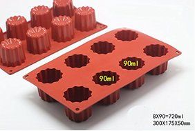 Astra shop 18 Cavities Mini Non-Stick Silicone Mold, Cannele Bordelais Multi Cavity Baking Mold, Red