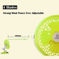 REMAX USB Fan Battery Rechargeable 2200mAh 18650 Mini Electric Fan 4.5h 4 Blades Clip on Desk Silent Blower N19