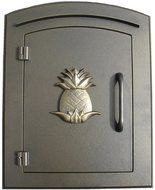 Qualarc MAN-1405-BZ Manchester Column Mount Mailbox With Decorative Pineapple Logo In Bronze by Qualarc