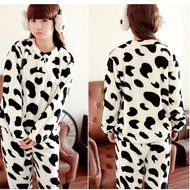 KAKA(TM) Womens Girls' Warm Cute Winter Home Soft Cartoon Flannel Pajamas Sets Yellow XL N7