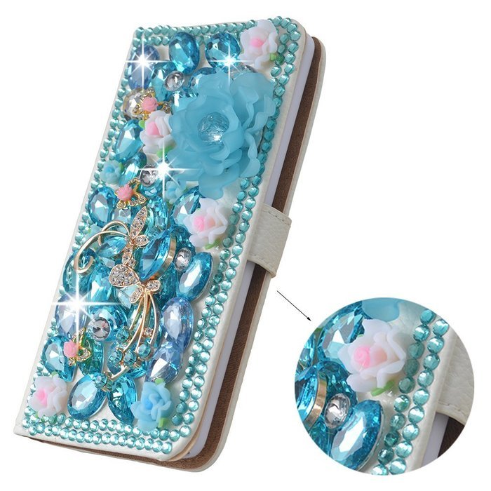 Spritech(TM) PU Leather Bling Phone Case for Samsung Galaxy Grand Prime G530 2015 Edition,Handmade Purple Crystal... N21