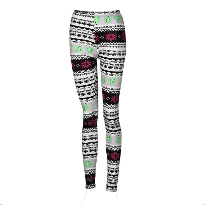 PHOTNO Women Lady Casual Skinny Christmas Print Stretchy Pants Slim Leggings