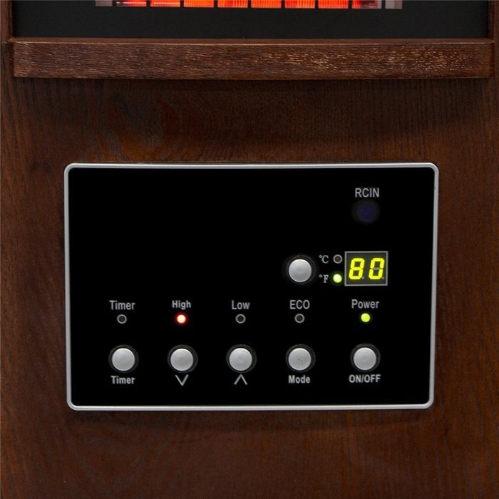Ainfox 1500W Wood Cabinet Heater Portable Fireplace with Movable Wheels Remote Control N5