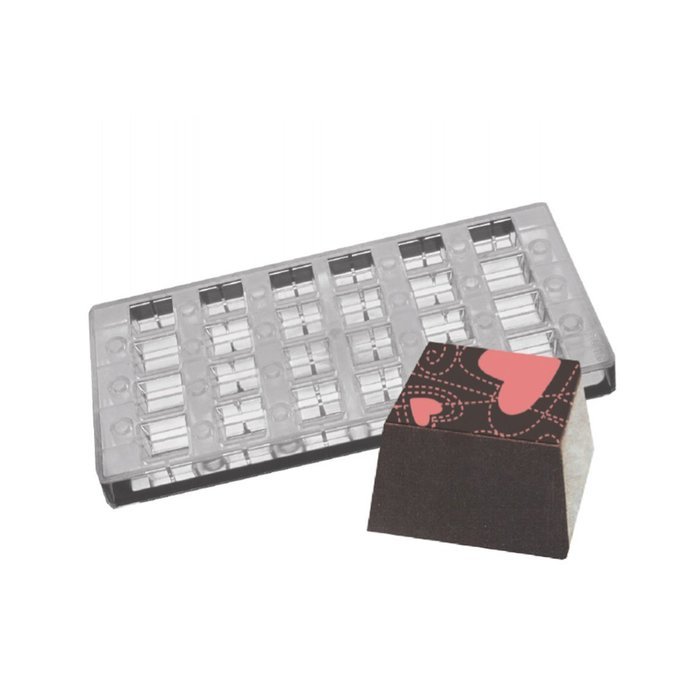 Fat Daddio's PCMM-02 24-Piece Square Angled Chocolate and Candy Mold Tray Set