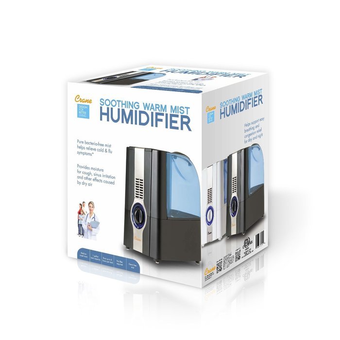 Crane Warm Mist Humidifer, White, 1 Gallon N2
