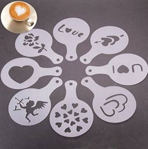 8pcs Valentine Cappuccina Latte Mold Coffee Art Coffee DIY Printing Mold by Micro Shops