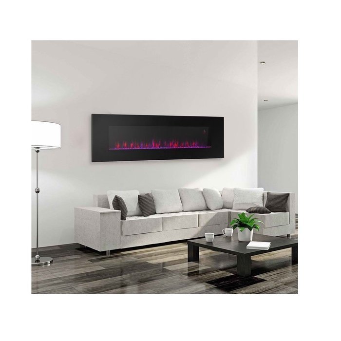 Contemporary Electric Fireplace Black 50" Wall Mount Heater Multicolor flame Most Sold Item