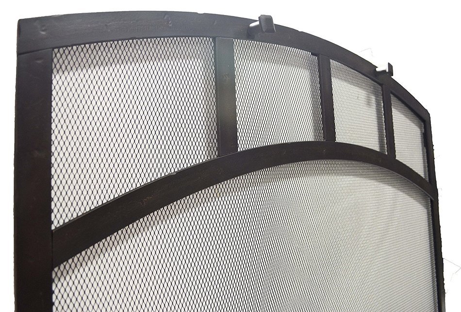 Arched Freestanding Fireplace Screen with Sutter Design (47"w X 35"ch X 29 1/2"sh, Hammered Black Copper) N5