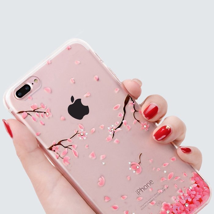 iPhone 7 Plus Case, PHEZEN Clear Soft TPU Protective Case Back Cover with Beautiful Cherry Blossom Flower Series... N63