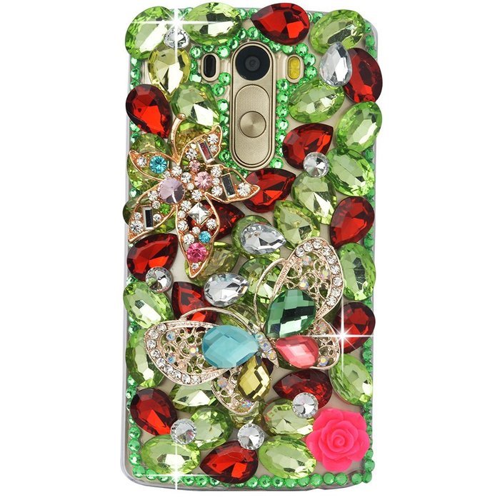 Spritech(TM) Clear Hard Bling Phone Case for LG G Stylo 2 LS775/LG Stylus 2 K520,Handmade Gold Crystal Flower... N26