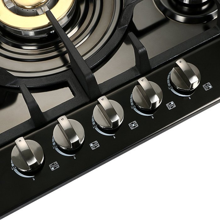 WindMax&reg; 30 inch Black Titanium Plated Stainless Steel Golden Burner Built-In 5 Stoves NG Natural Gas Cooktops... N7