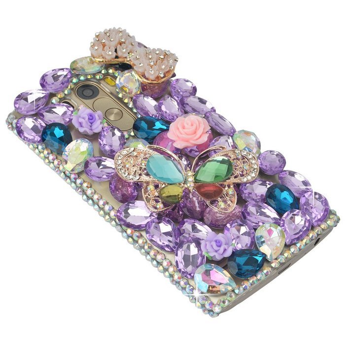 Spritech(TM) Clear Hard Bling Phone Case for LG G Stylo 2 LS775/LG Stylus 2 K520,Handmade Gold Crystal Flower... N32