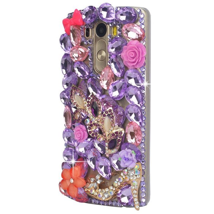 Spritech(TM) Clear Hard Bling Phone Case for LG G Stylo 2 LS775/LG Stylus 2 K520,Handmade Gold Crystal Flower... N34