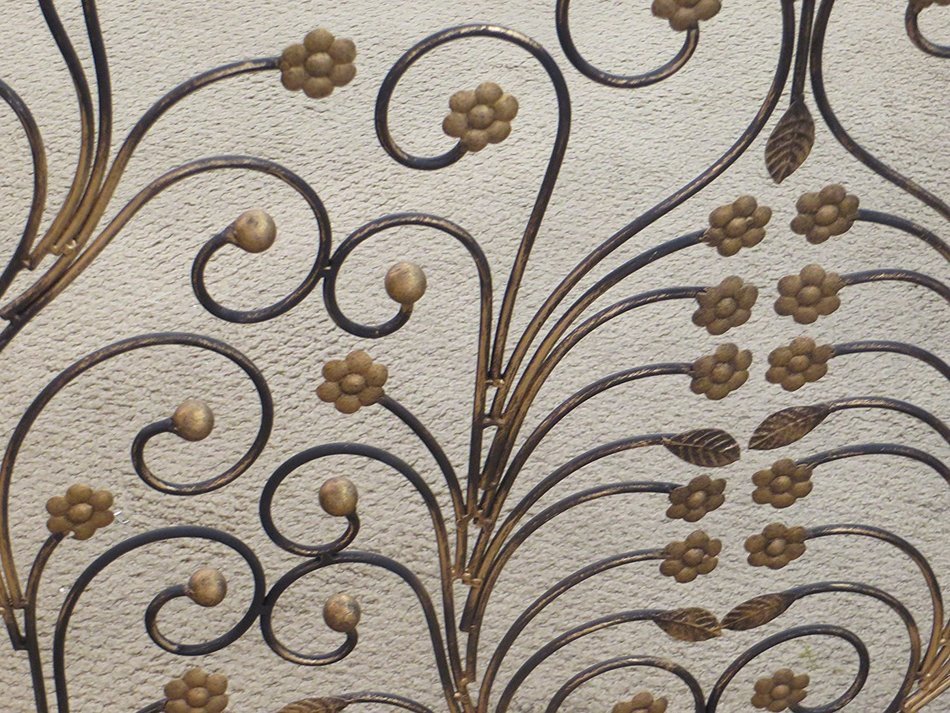 Art Nouveau Dark Gold Firescreen | Deco Swirl Scroll Fireplace Screen N5