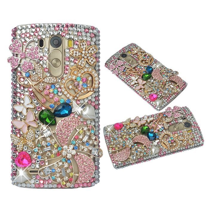 Spritech(TM) Clear Hard Bling Phone Case for LG G Stylo 2 LS775/LG Stylus 2 K520,Handmade Gold Crystal Flower... N36