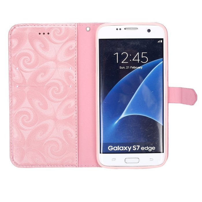 Galaxy S7 Edge Wallet Case, PHEZEN Bling Liquid Glitter Love Heart Floating 3D Hourglass Luxury Pu Leather Magnet... N30