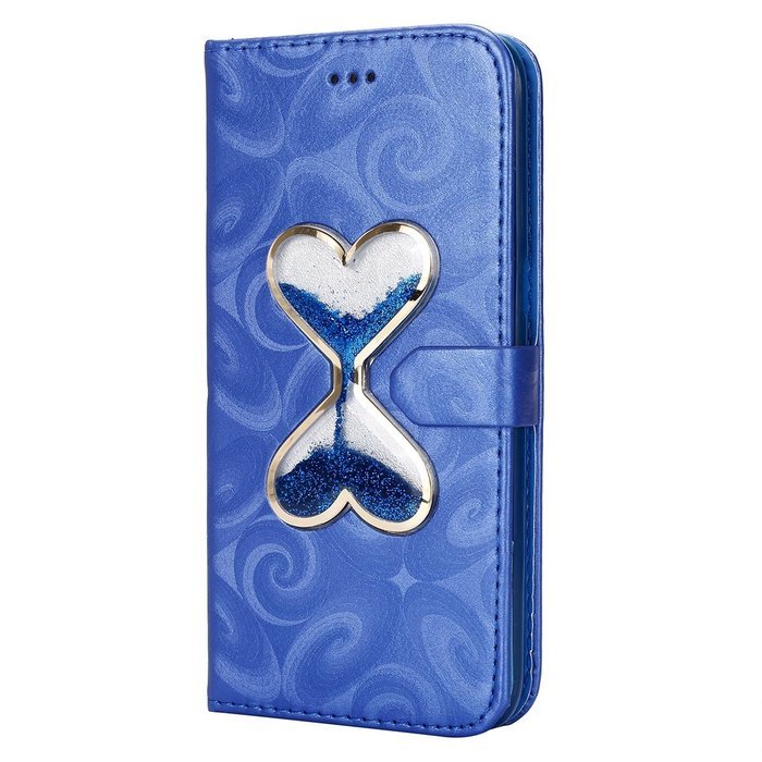 Galaxy S7 Edge Wallet Case, PHEZEN Bling Liquid Glitter Love Heart Floating 3D Hourglass Luxury Pu Leather Magnet... N31