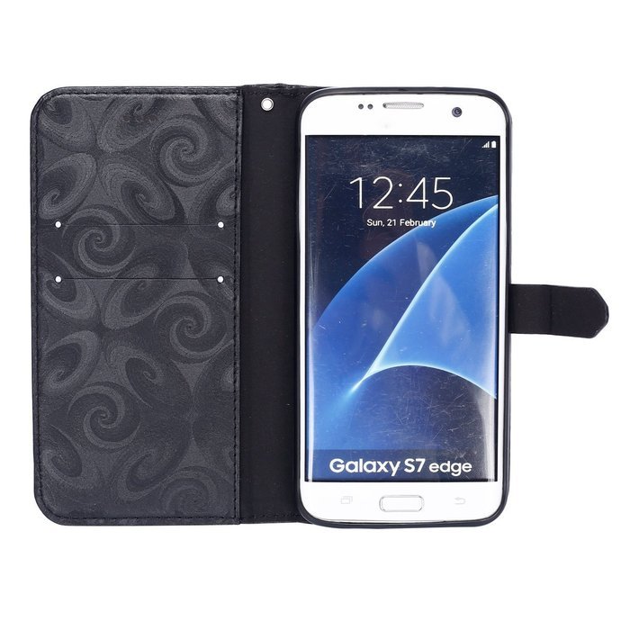 Galaxy S7 Edge Wallet Case, PHEZEN Bling Liquid Glitter Love Heart Floating 3D Hourglass Luxury Pu Leather Magnet... N36