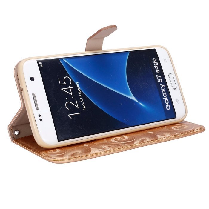 Galaxy S7 Edge Wallet Case, PHEZEN Bling Liquid Glitter Love Heart Floating 3D Hourglass Luxury Pu Leather Magnet... N38