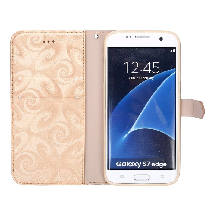 Galaxy S7 Edge Wallet Case, PHEZEN Bling Liquid Glitter Love Heart Floating 3D Hourglass Luxury Pu Leather Magnet... N39
