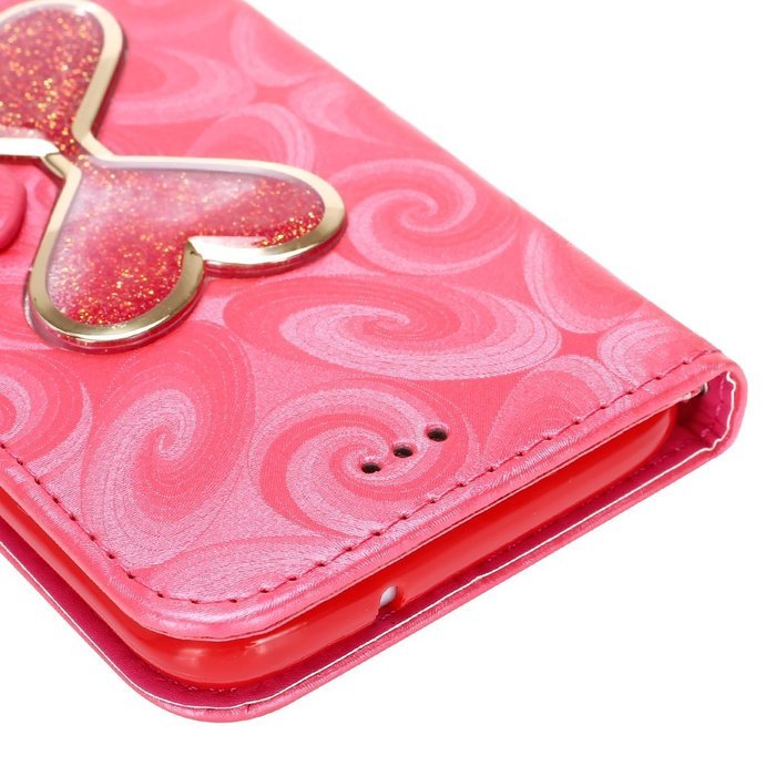 Galaxy S7 Edge Wallet Case, PHEZEN Bling Liquid Glitter Love Heart Floating 3D Hourglass Luxury Pu Leather Magnet... N41