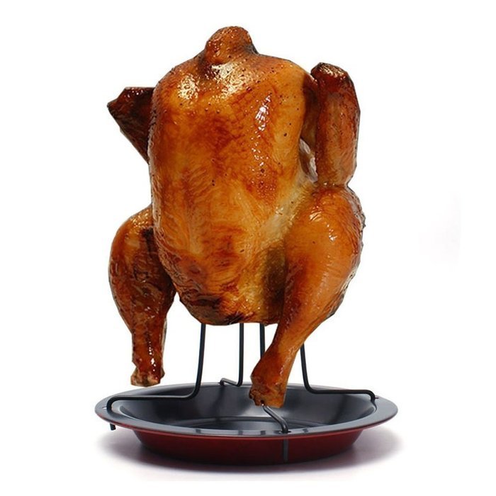 EVINIS Steel Upright Chicken Roaster Rack With Bowl Tin Non-stick Cooking Tools Baking Pan Barbecue Grilling BBQ...